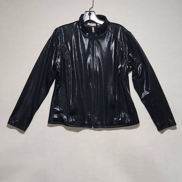 Tail Tech Jackets & Blazers - Vintage Tail Tech Women's Size Large Black Faux Leather Crocodile Print Jacket